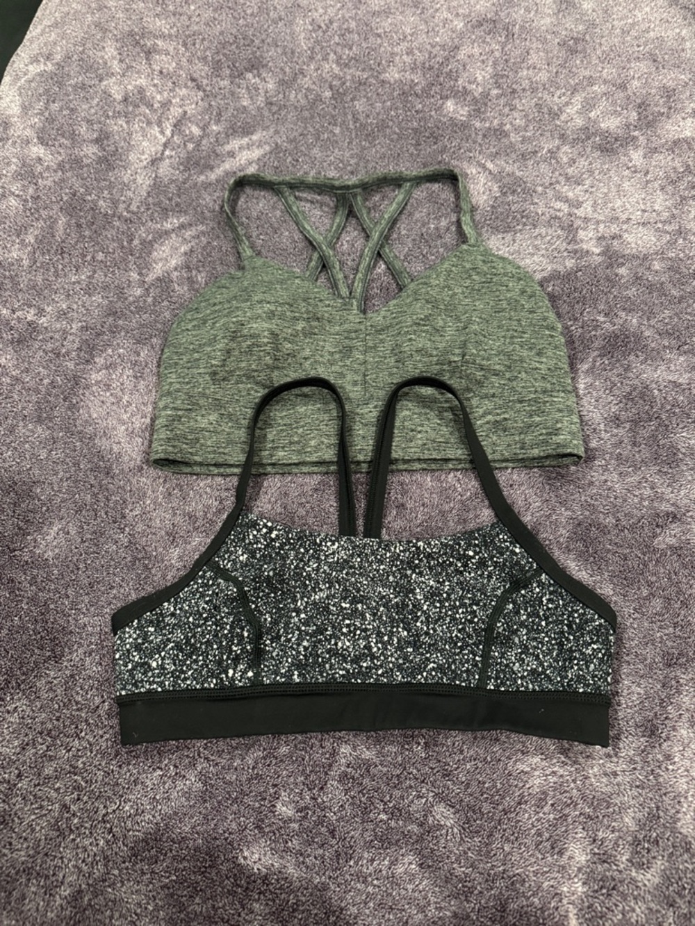 2-Pack Sports Bras — Grey  & Black Speckled